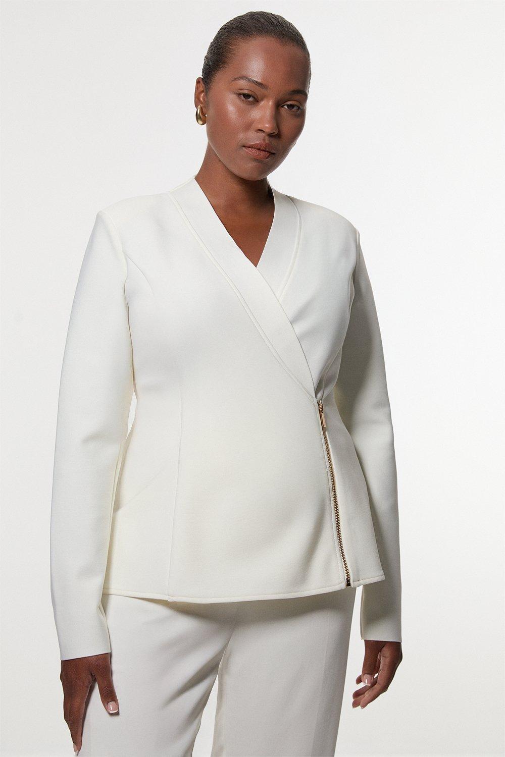 Plus Size Figure Form Bandage Knit Woven Cuff And Belted