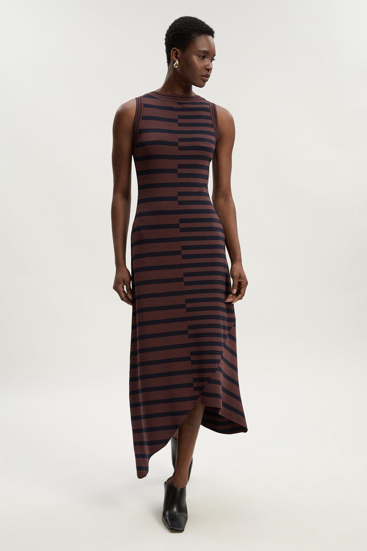 Wool Blend Lofty Knit Collared Dress | Karen Millen