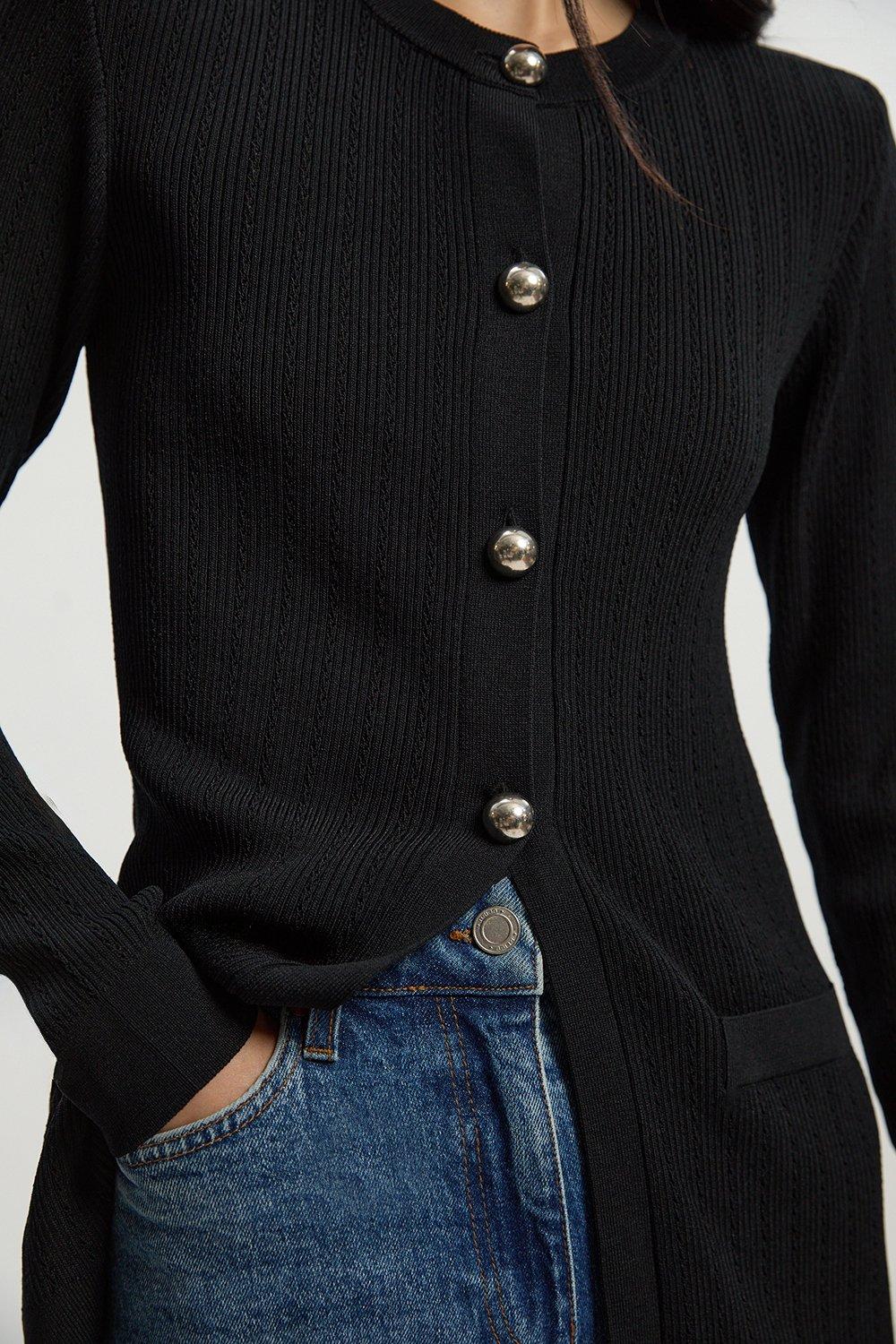 Pearl Button V Neck Cardigan | Karen Millen