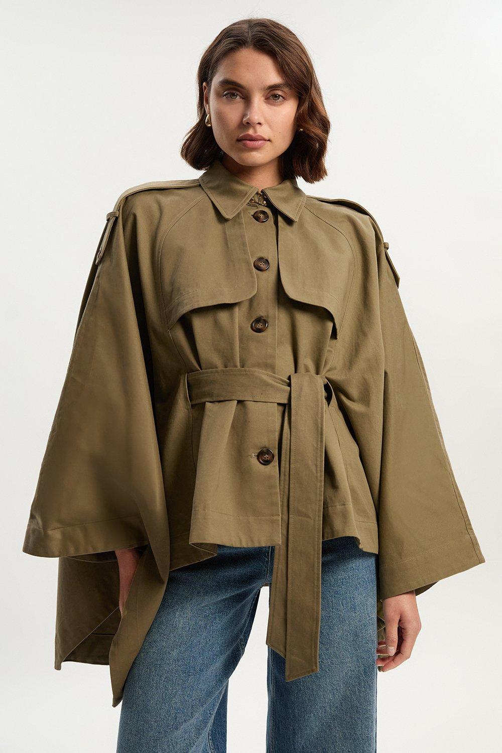 【RECTO】 PATCH POCKETS DETAIL BELTED JACKET & OTHER STORIES Belted Patch-Pocket Jacket in Brown | endource