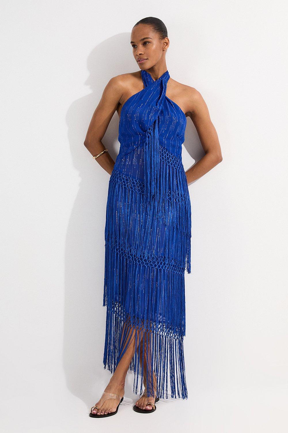 ★Karen Millen Baby Blueプロムストラッピー 魅惑的マキシ★ Petite Placed Floral Balloon Sleeve Silk Cotton Maxi Dess