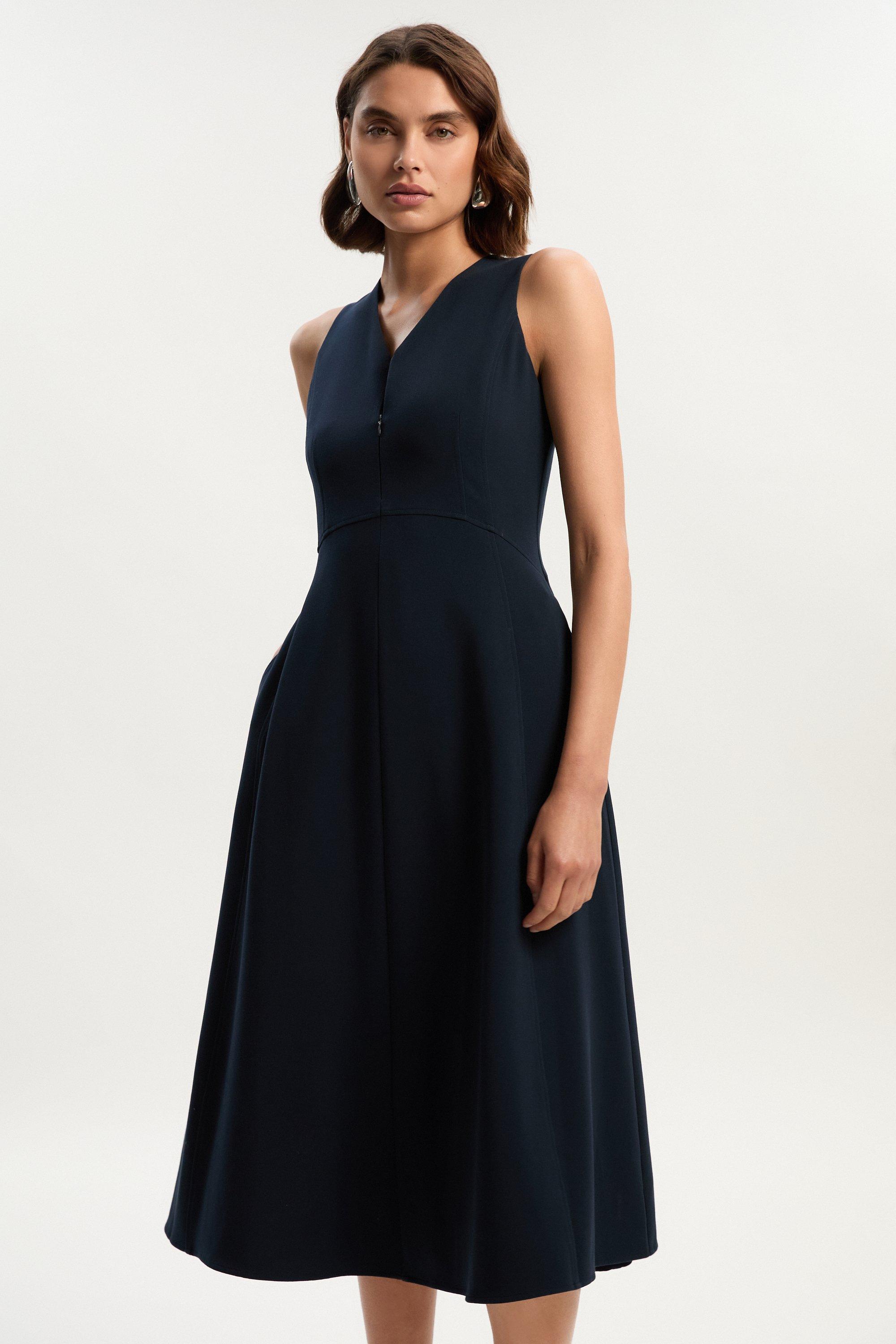 Soft Tailored Color Block High Low Hem Dress | Karen Millen