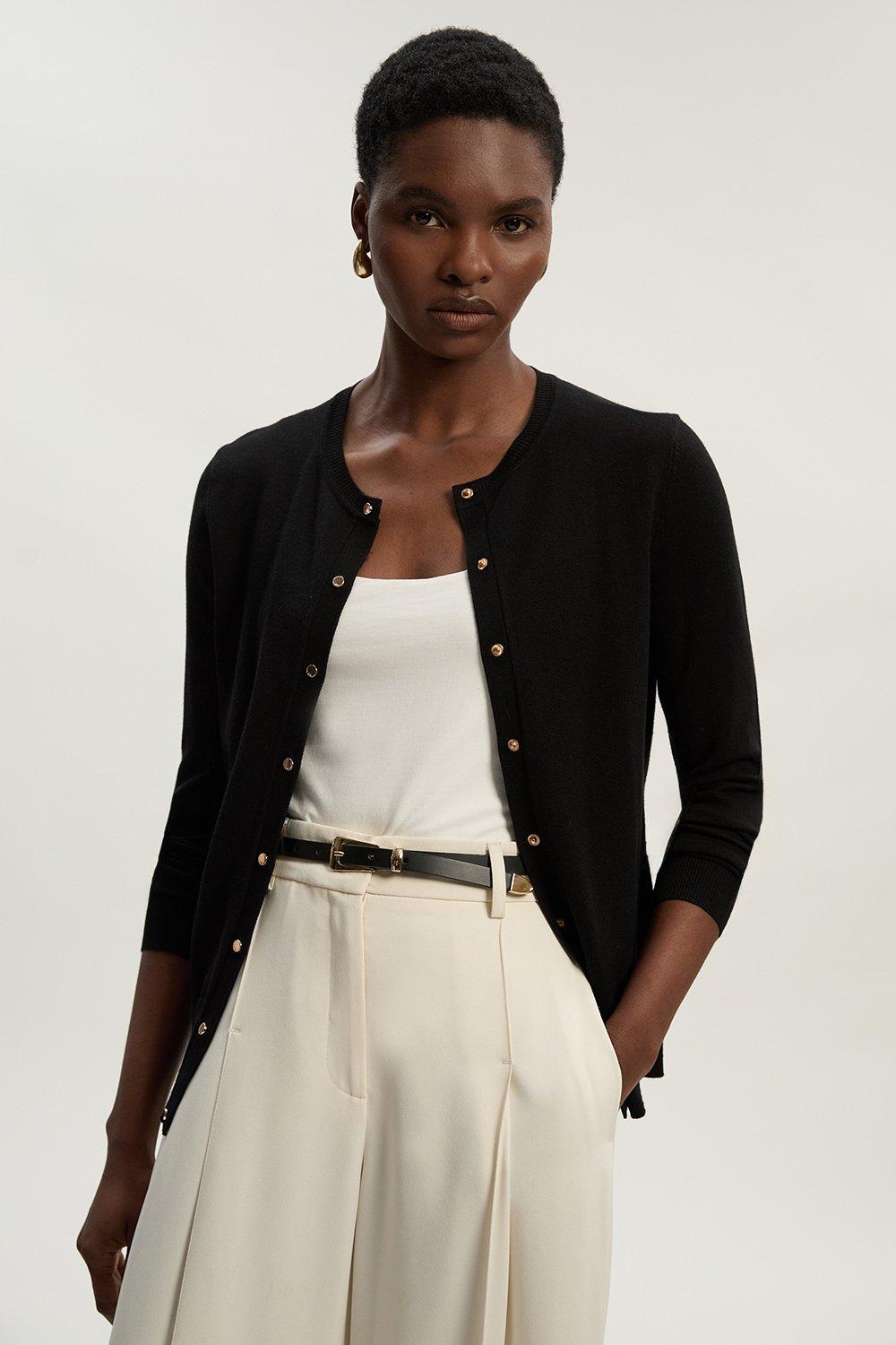 Lightweight Viscose Blend Summer Knit Edge Cardigan | Karen