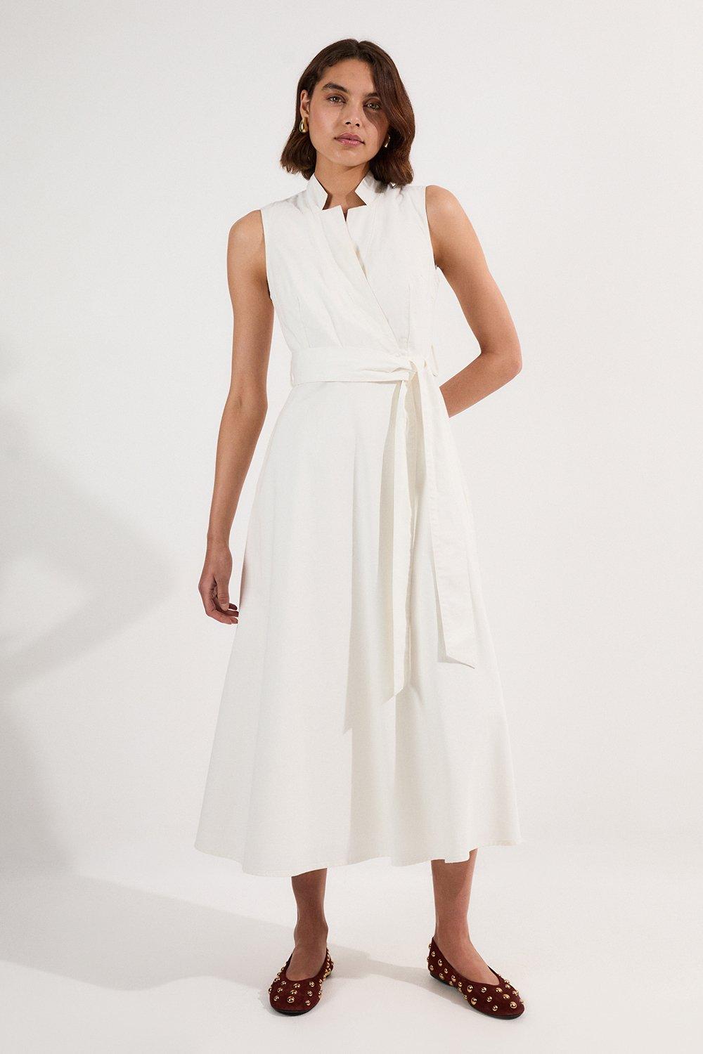 KAREN MILLEN* リネン ラップ リボンウエスト マキシドレス Petite Trailing Floral Woven Plunge Maxi Dress | Karen Millen