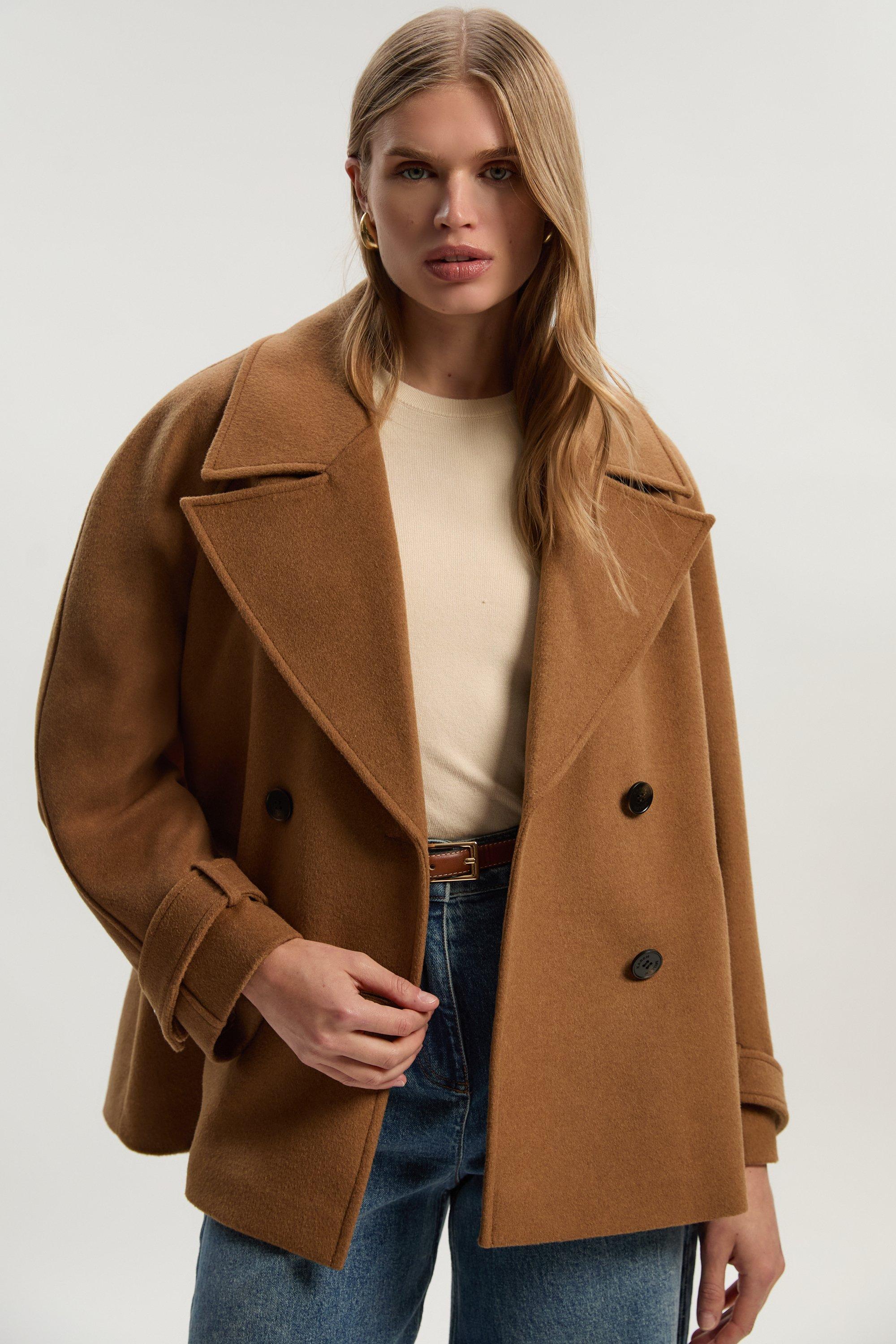 Italian Wool Blend Double Breasted Coat | Karen Millen
