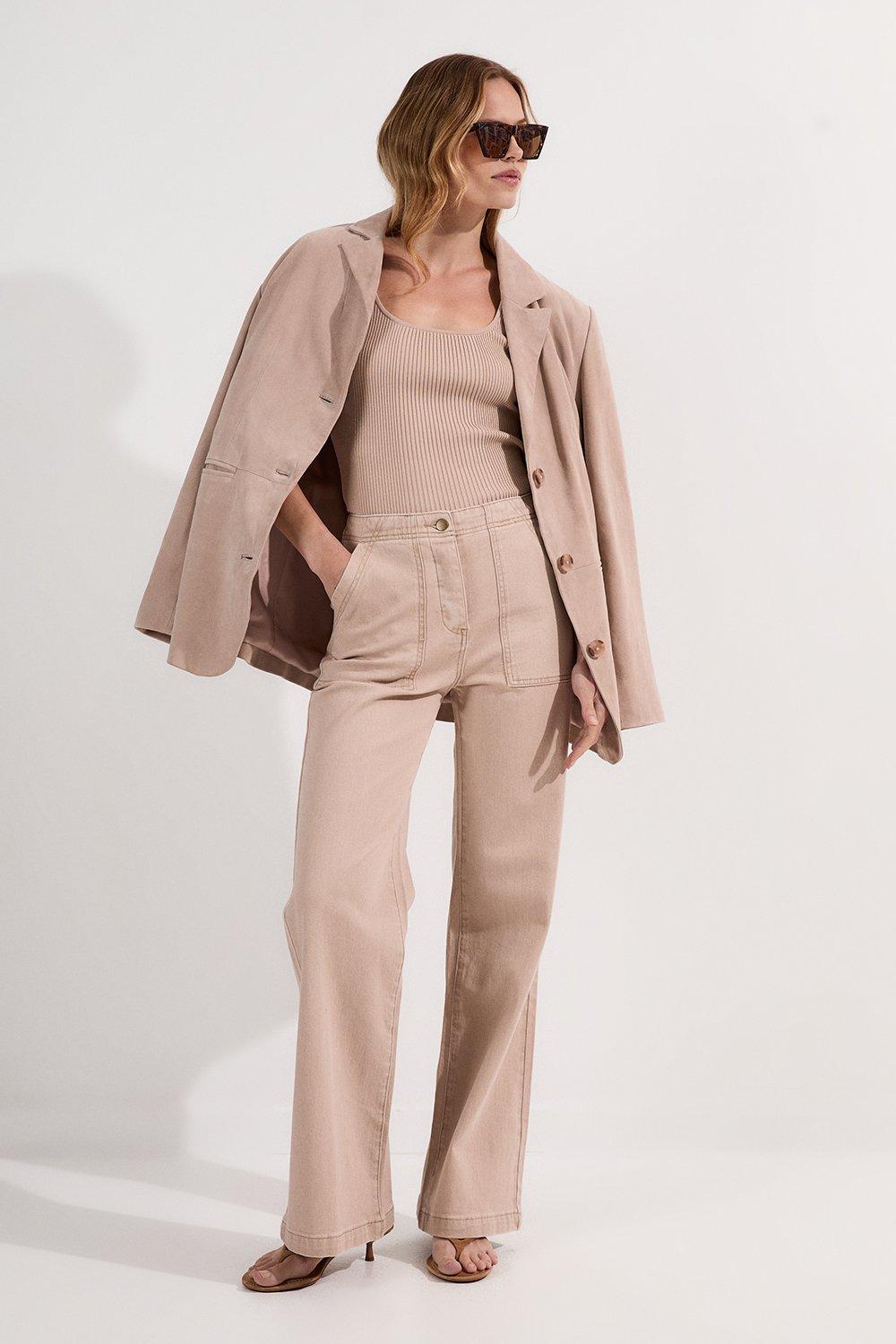 Mid Rise Wide Leg Jeans | Karen Millen