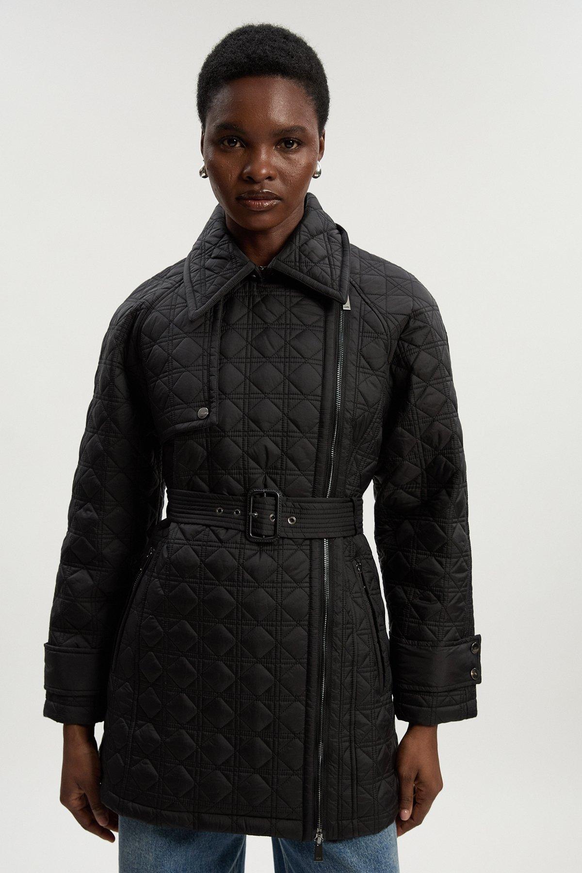 ジャケット・アウター Big Collar Belted Maxi Coat Big Collar Wool Blend Belted Coat Black | NA-KD
