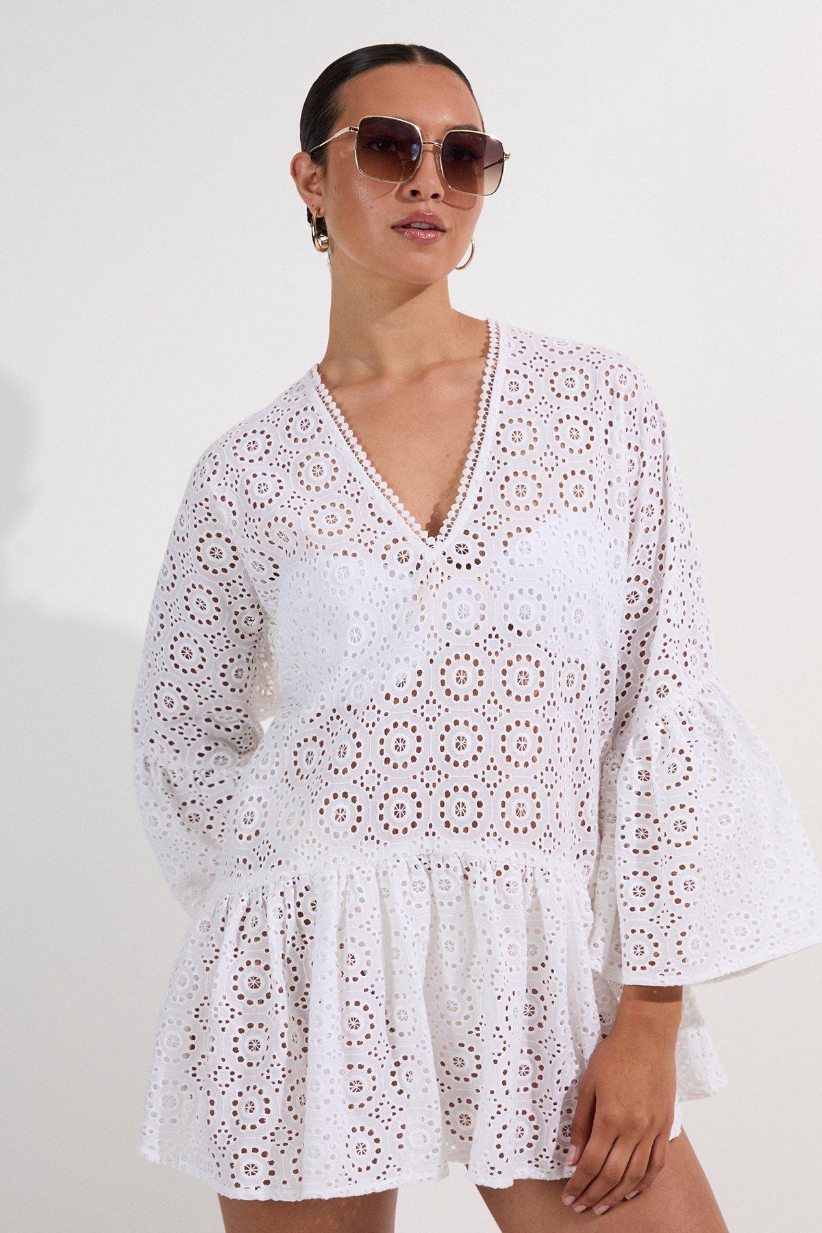 Cotton Broderie Woven Maxi Dress | Karen Millen