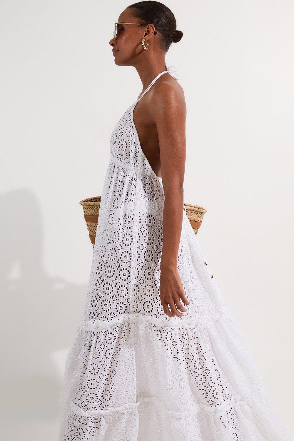 Cotton Broderie Woven Maxi Dress | Karen Millen