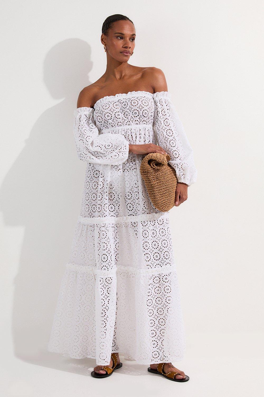 ◆KAREN MILLEN◆ コットン 刺繍 ベルト付き ドレス / white bkk24975_floral_xl?pdp.template