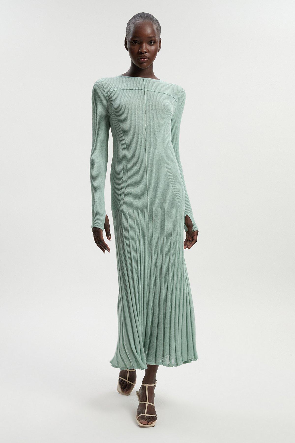 Figure Form Bandage Embellished Bandeau Knit Midi Dress