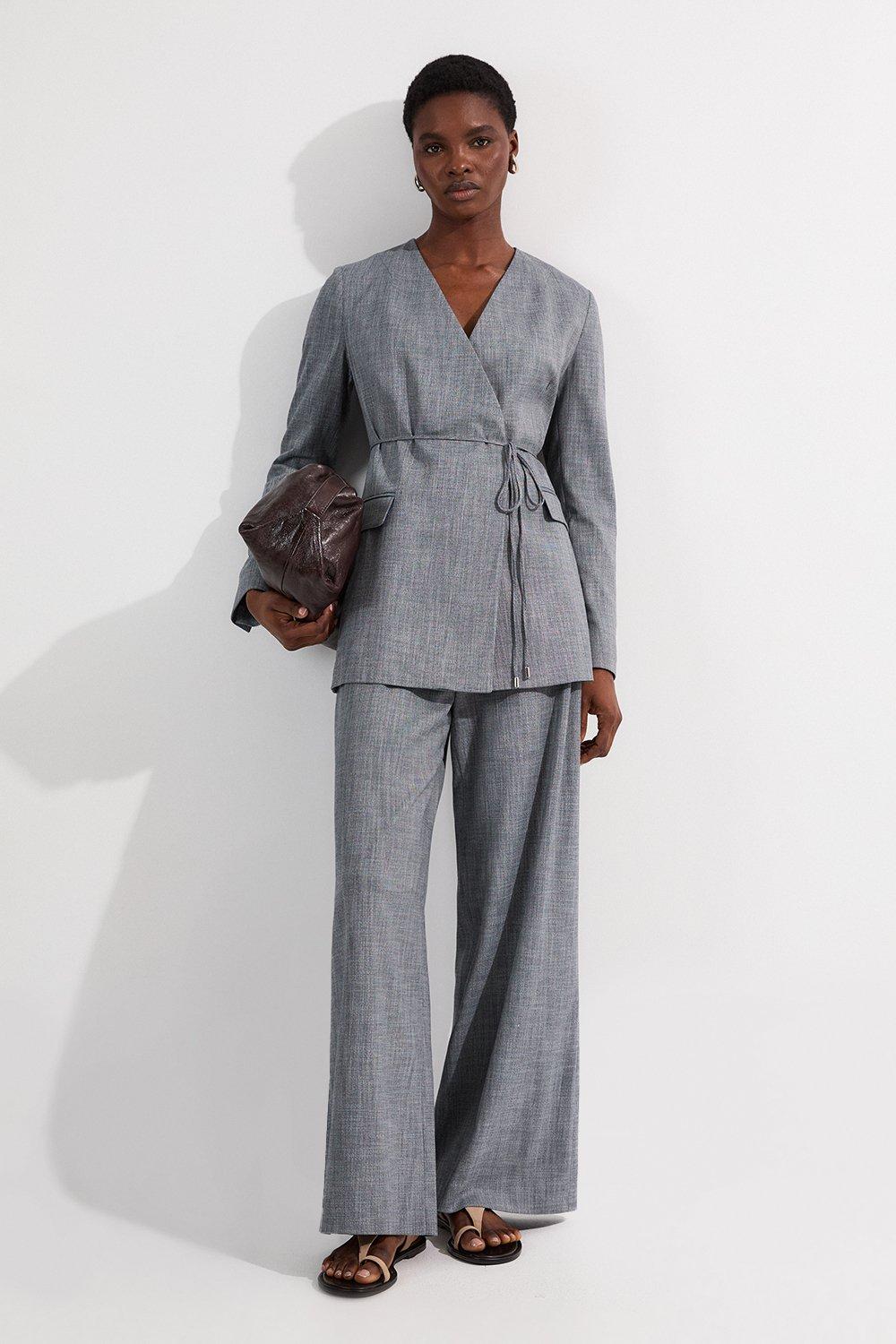 Tailored Pleated Wide Leg Pants | Karen Millen