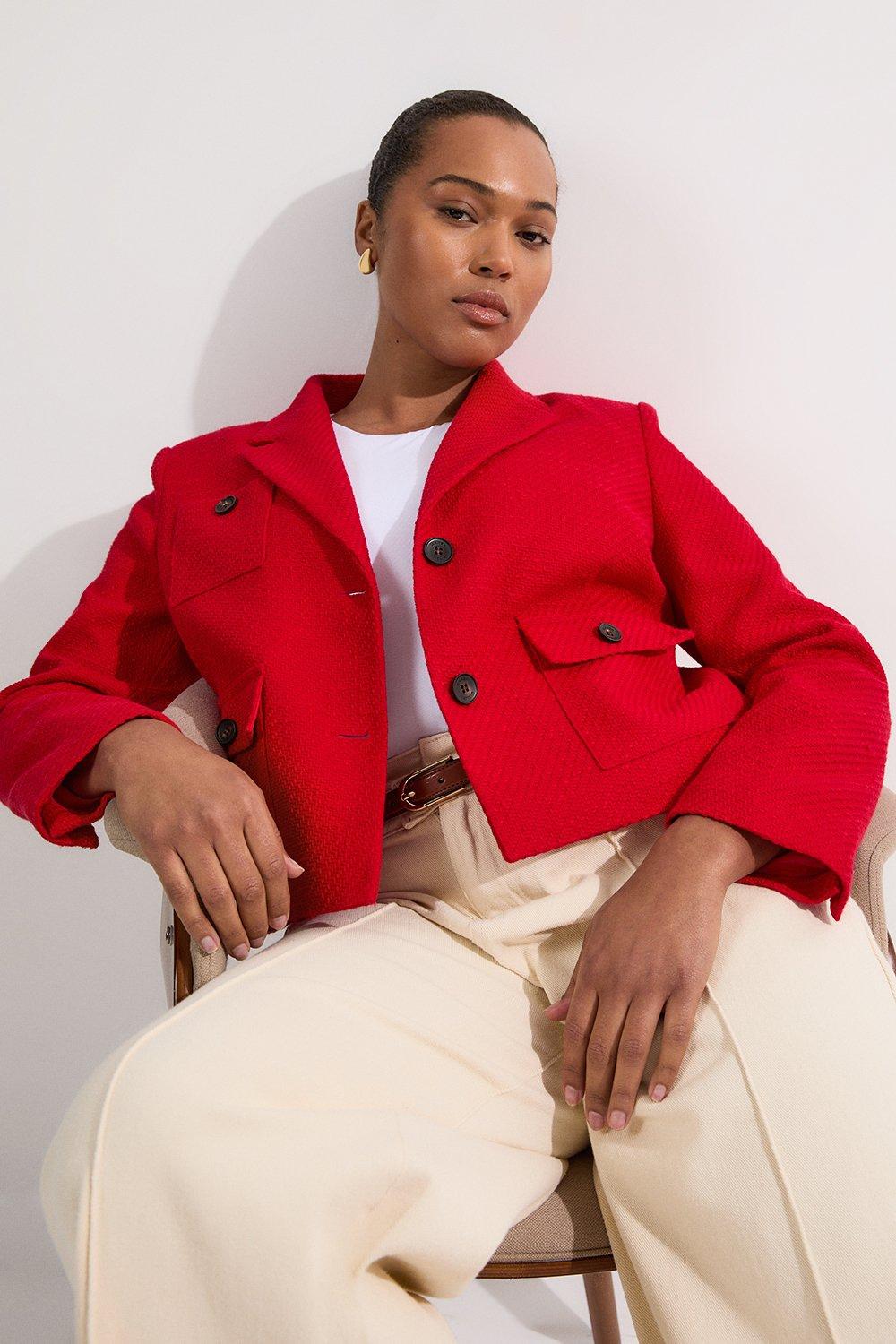 High Shine Leather Tailored Jacket | Karen Millen