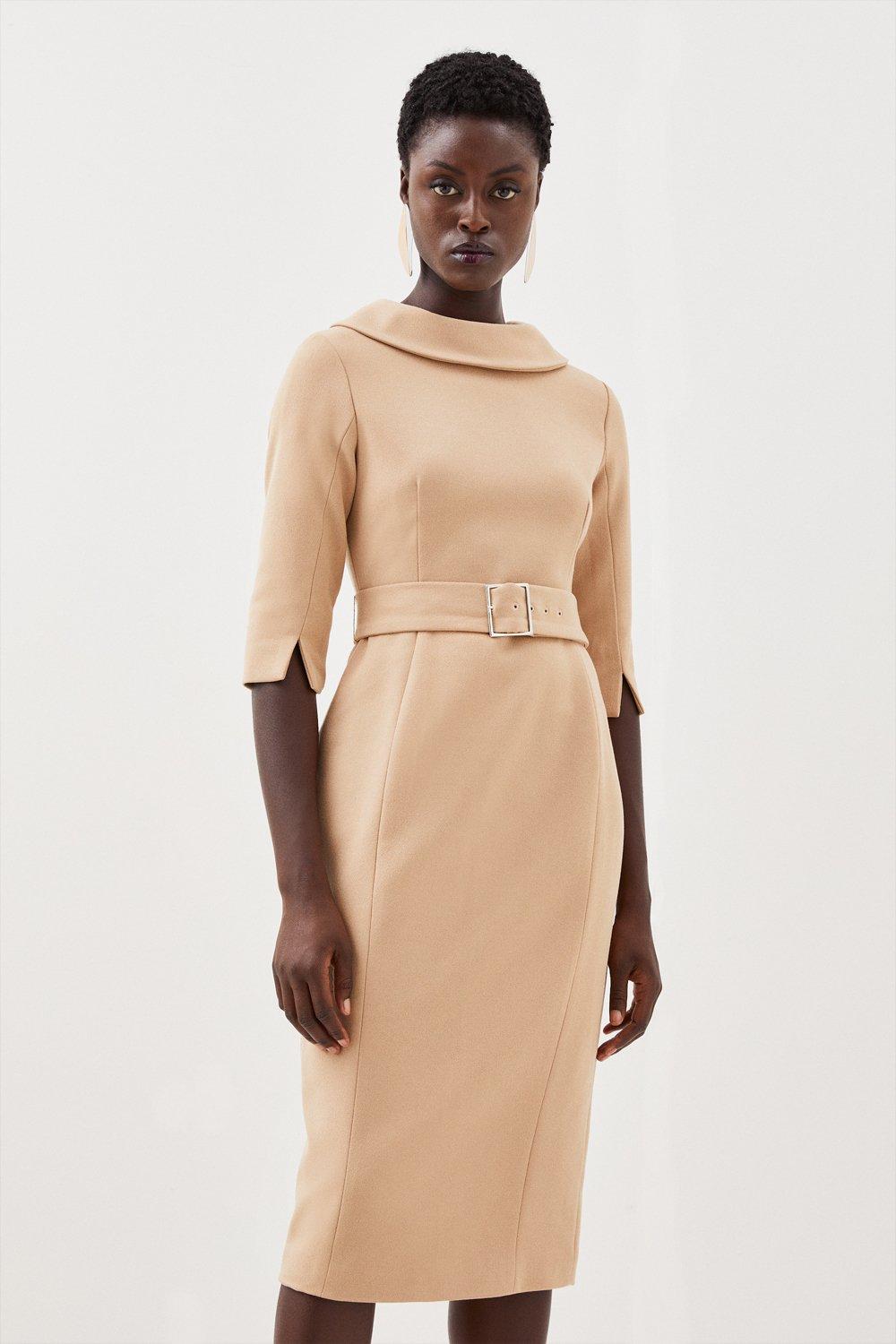 Jersey Crepe One Shoulder Midi Dress | Karen Millen