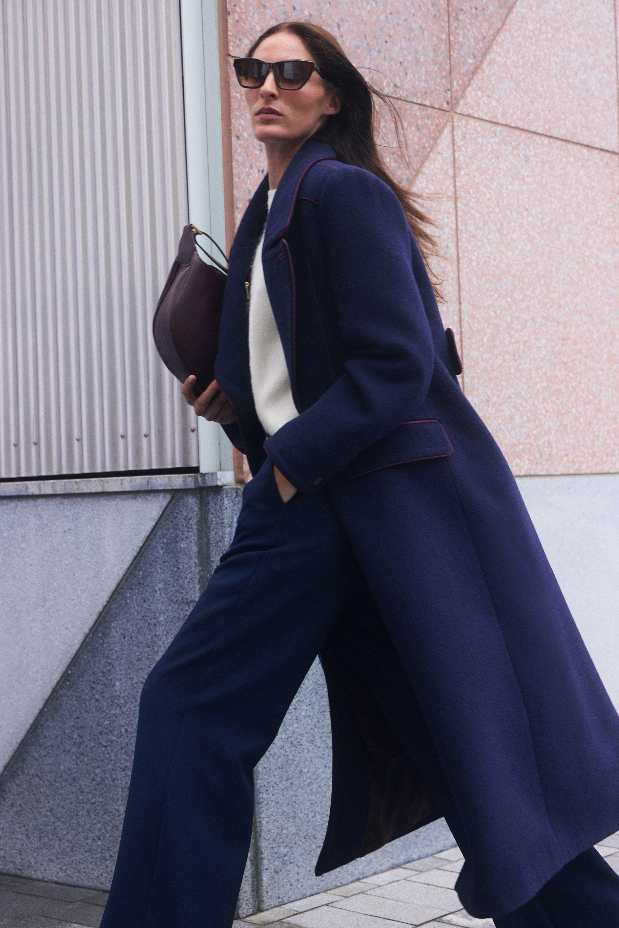 Italian Wool Military Blend Trench Coat | Karen Millen