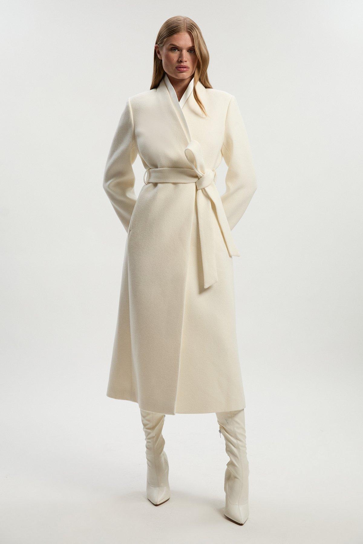 新品CLORE Big collar coat【Ivory】 Mod.44.1 White faux-fur coat with embroidered collar | AW24