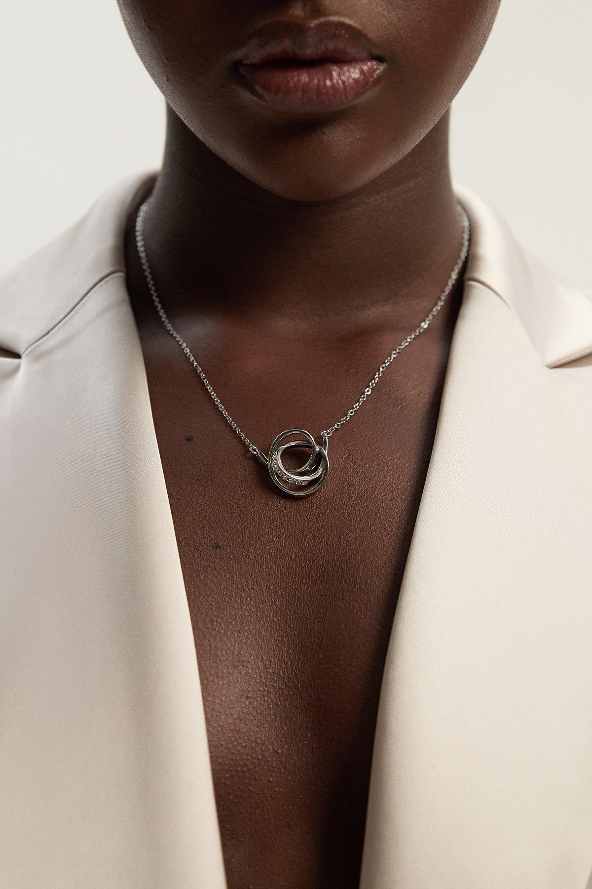 Silver Plated Statement Snake Necklace | Karen Millen