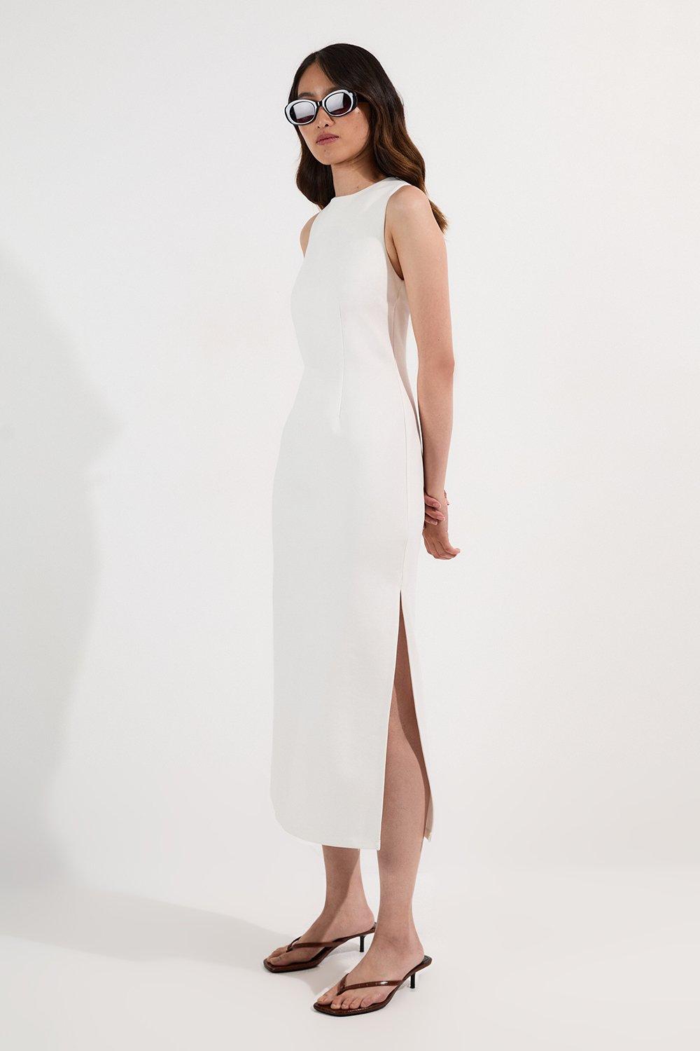【Karen Millen】リネン ウーブン ストレート レッグ トラウザー Premium Linen V Neck Wrap Detail Woven Midi Dress | Karen Millen