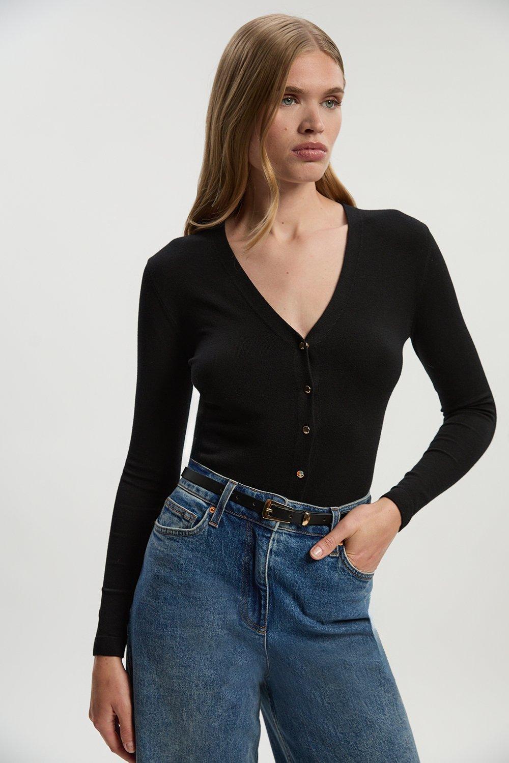 Lightweight Viscose Blend Summer Knit Cardigan | Karen Millen
