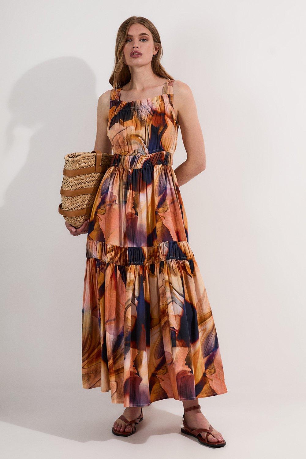 Embellished Woven Maxi Dress With Tulle Skirt | Karen Millen