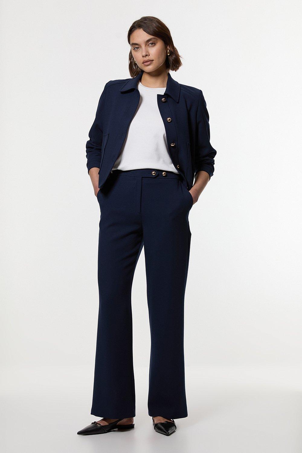 【Karen Millen】ヘリンボーン ワイドレッグ トラウザーズ Herringbone Wide Leg Tailored Jumpsuit | Karen Millen