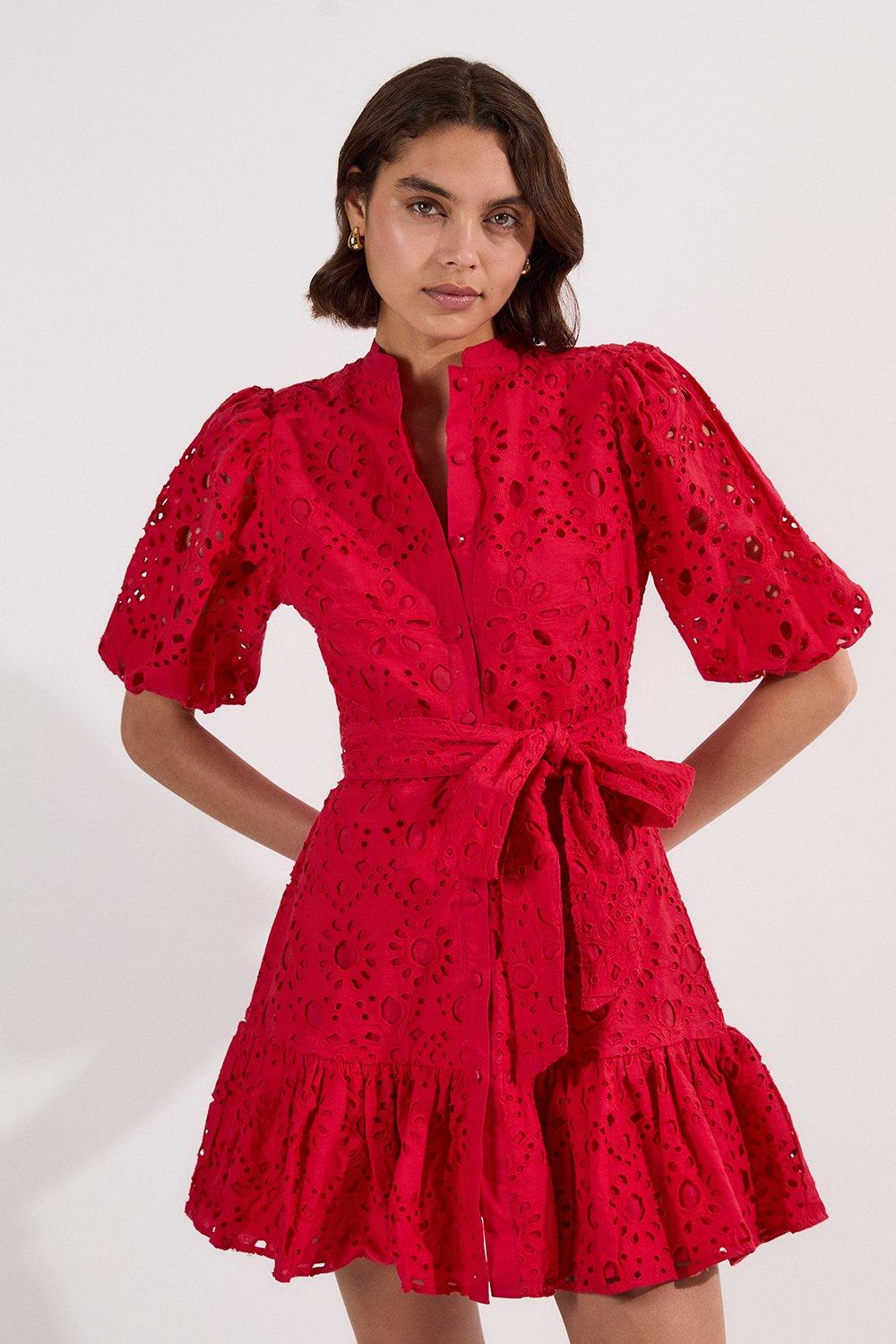 Botanic Printed Cotton Woven Mini Dress | Karen Millen