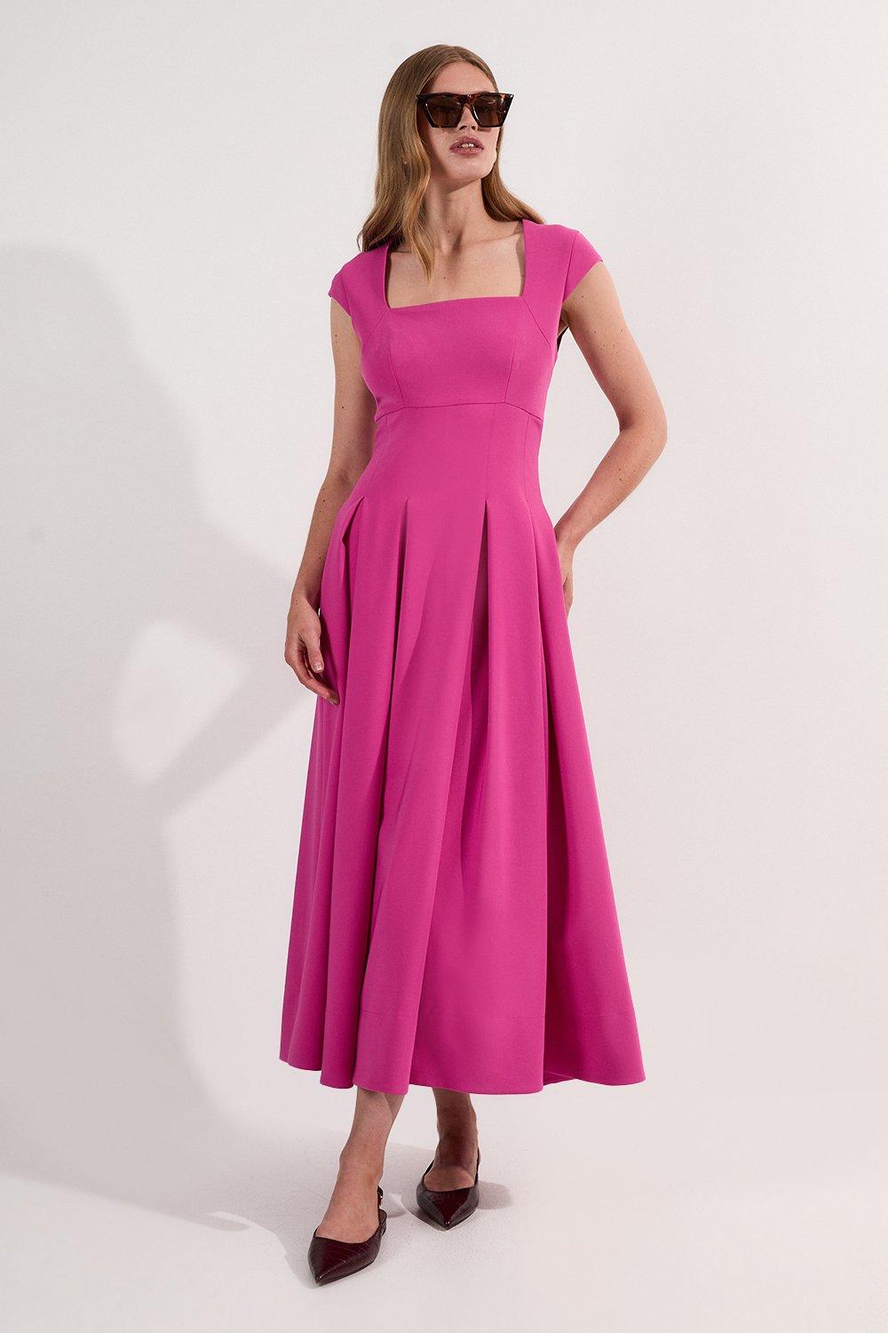 Guipure Lace High Neck Woven Midi Dress | Karen Millen