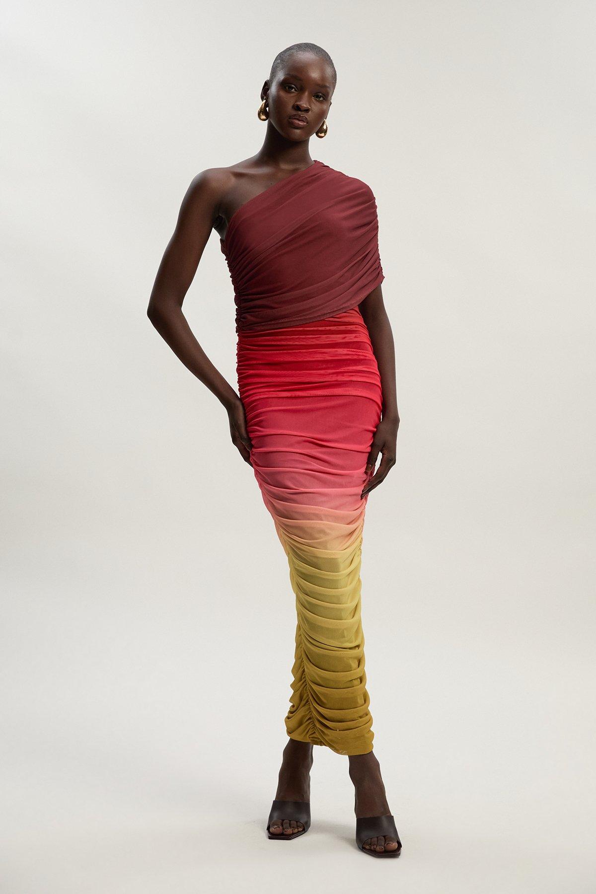 Premium Beaded Georgette Woven Maxi Dress | Karen Millen
