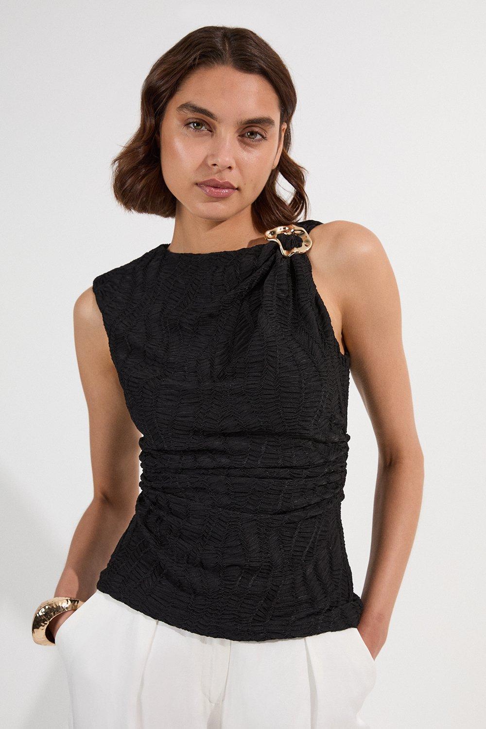 Figure Form Bandage Cross Front Knit Top | Karen Millen