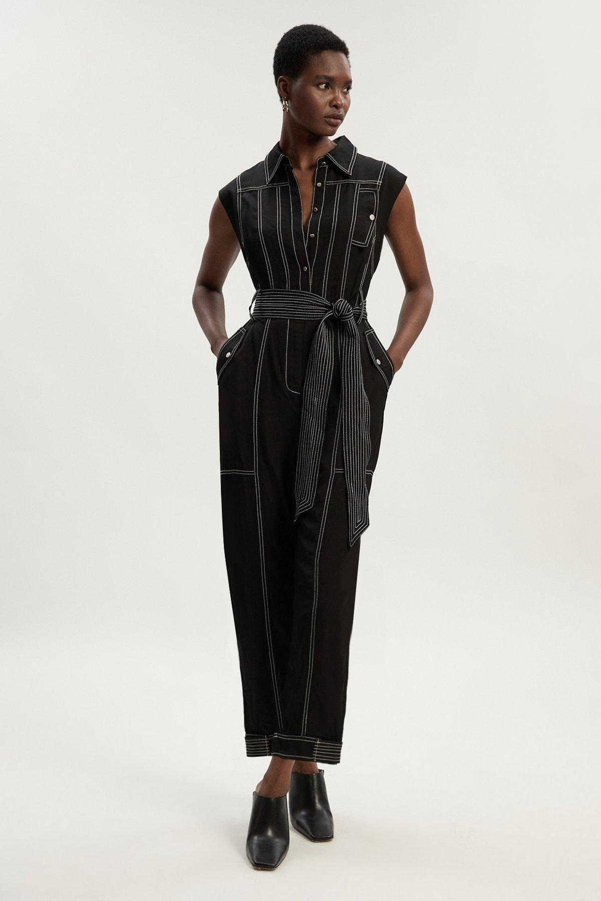 Lydia Millen Tall Structured Crepe Pocket Jumpsuit | Karen