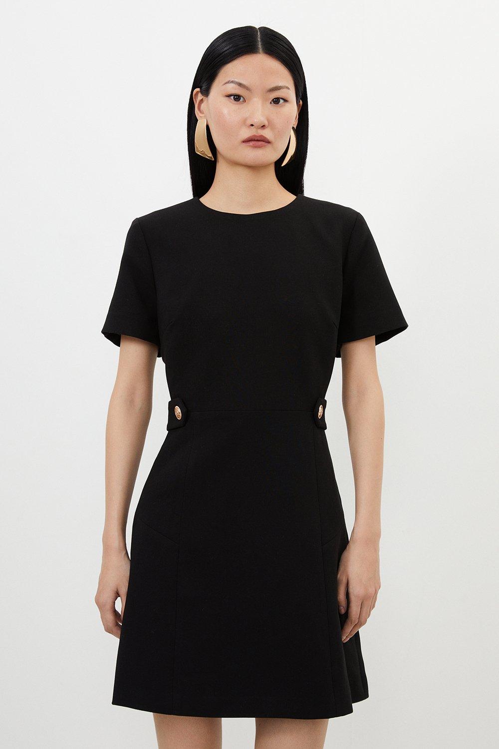 Petite Crystal Embellished Woven Long Sleeve Mini Dress