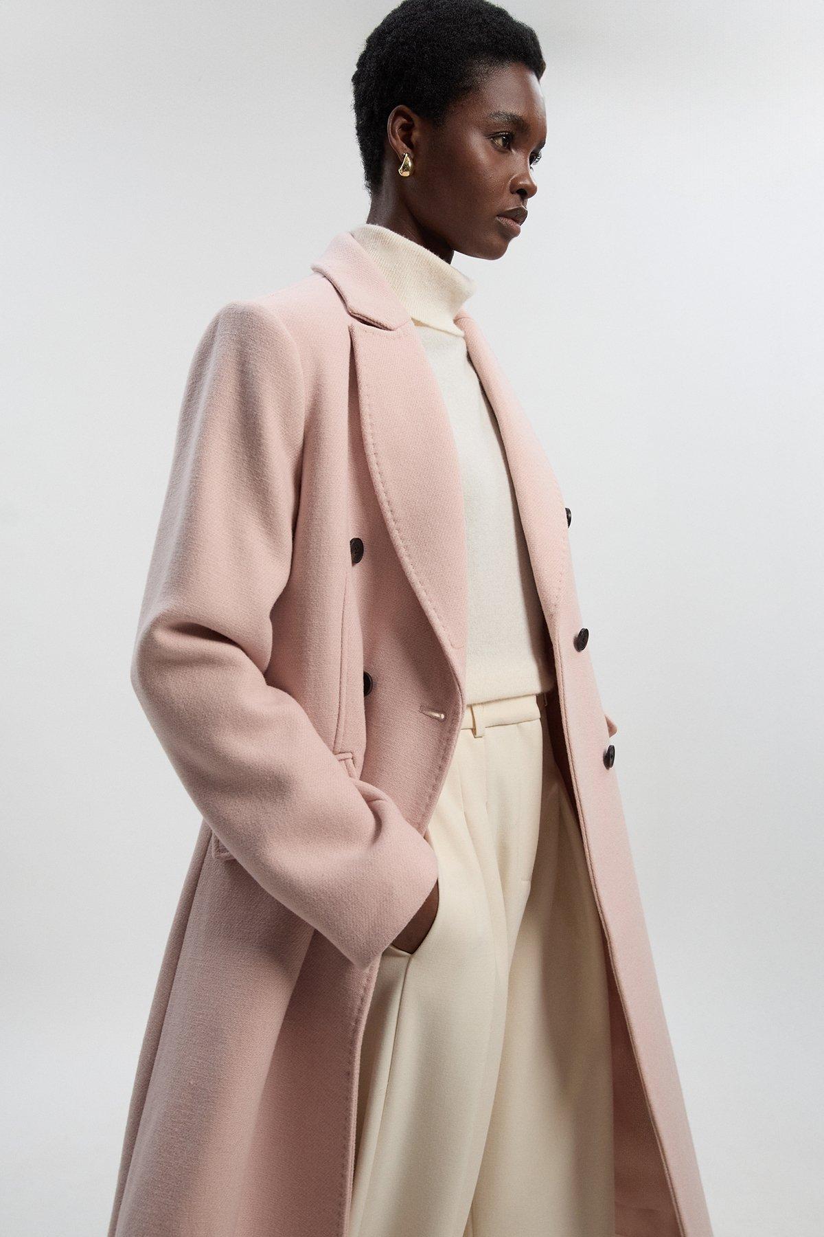 Tailored Wool Blend Embellished Maxi Coat | Karen Millen