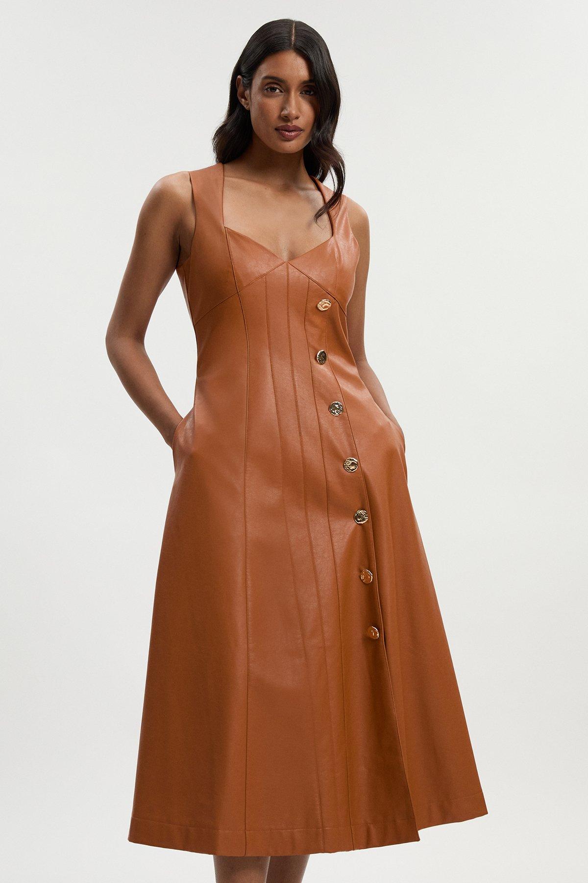 Tailored Crepe Belted Pleated Skirt Midi Shirt Dress | Karen