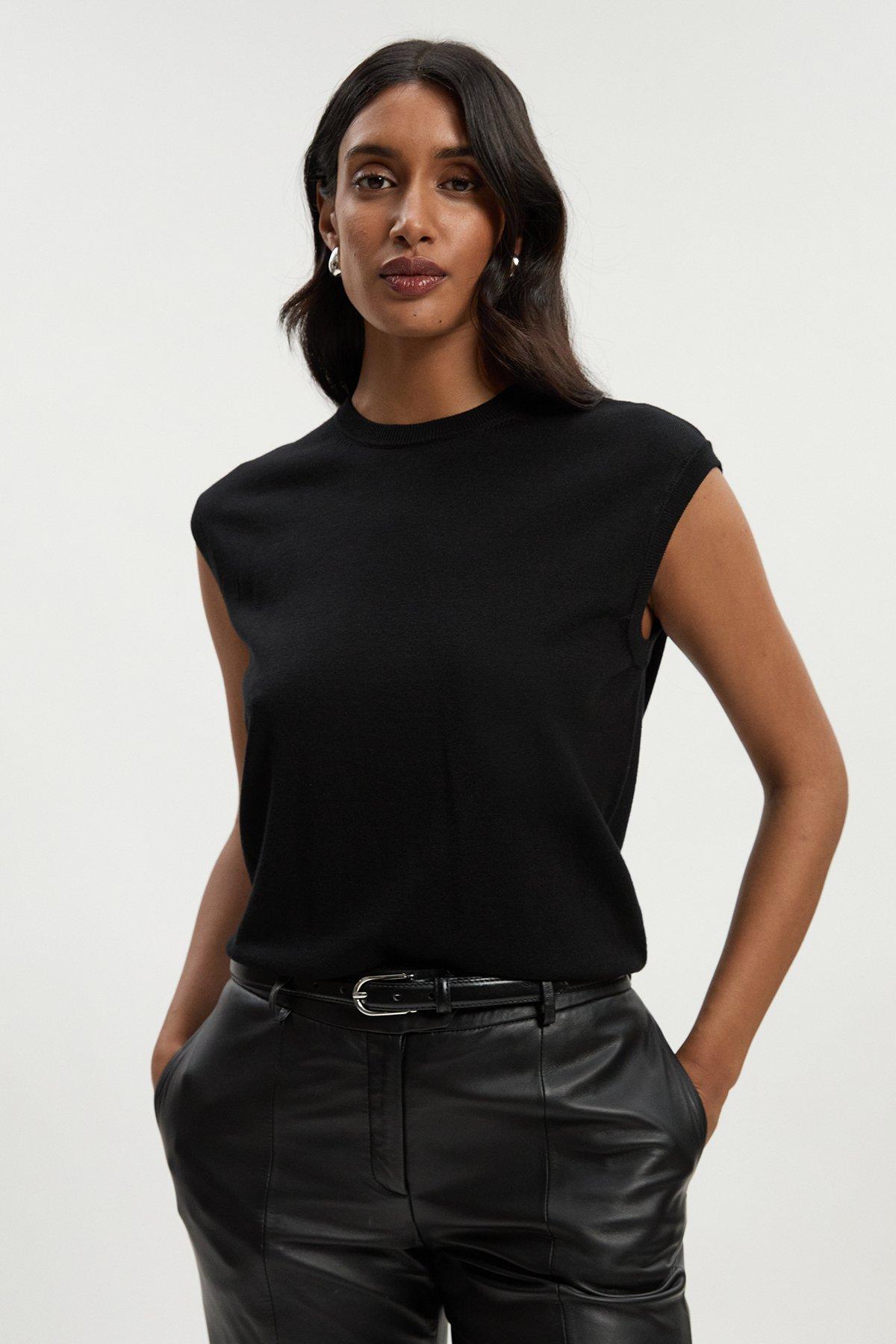 Viscose Sheer Knit Top | Karen Millen