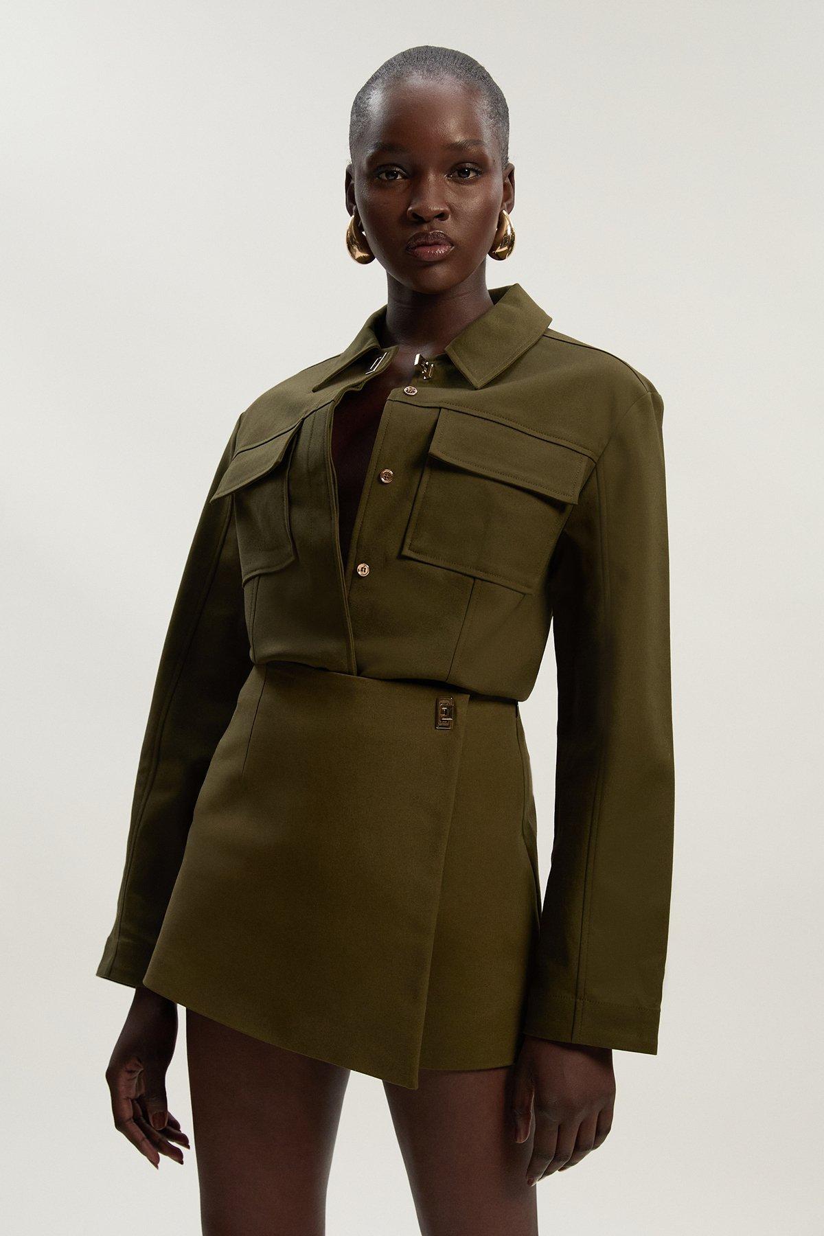 Tall Figure Form Bandage Contrast Piping Jacket | Karen Millen
