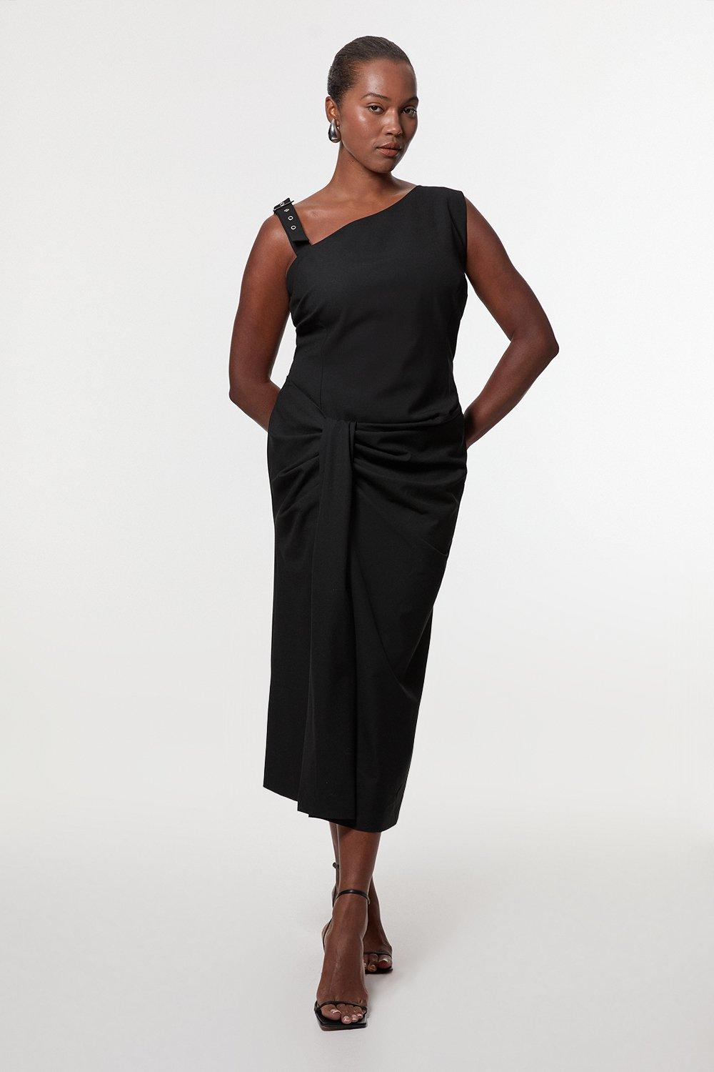 Organza Petal Applique Woven Tie Neck Midi Dress | Karen Millen