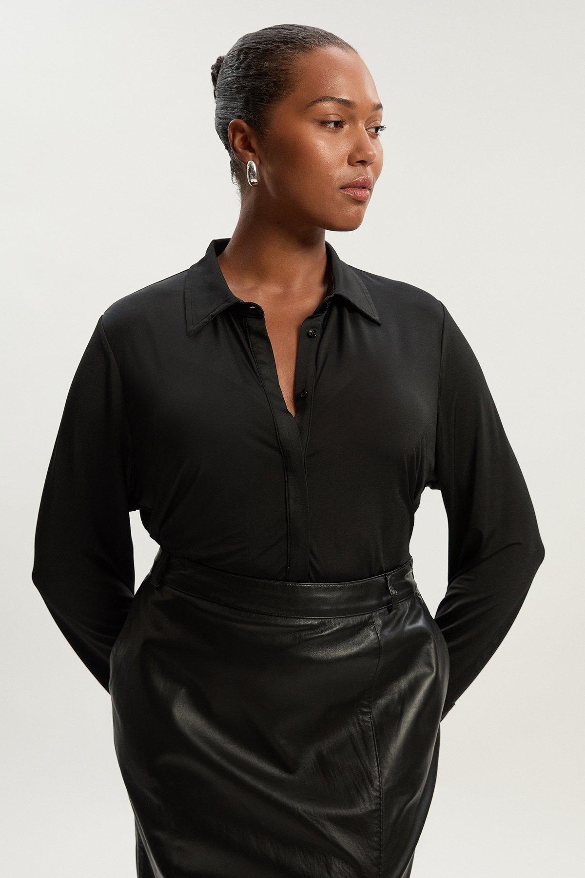 Viscose Georgette Sheer Woven Tie Detail Shirt | Karen Millen