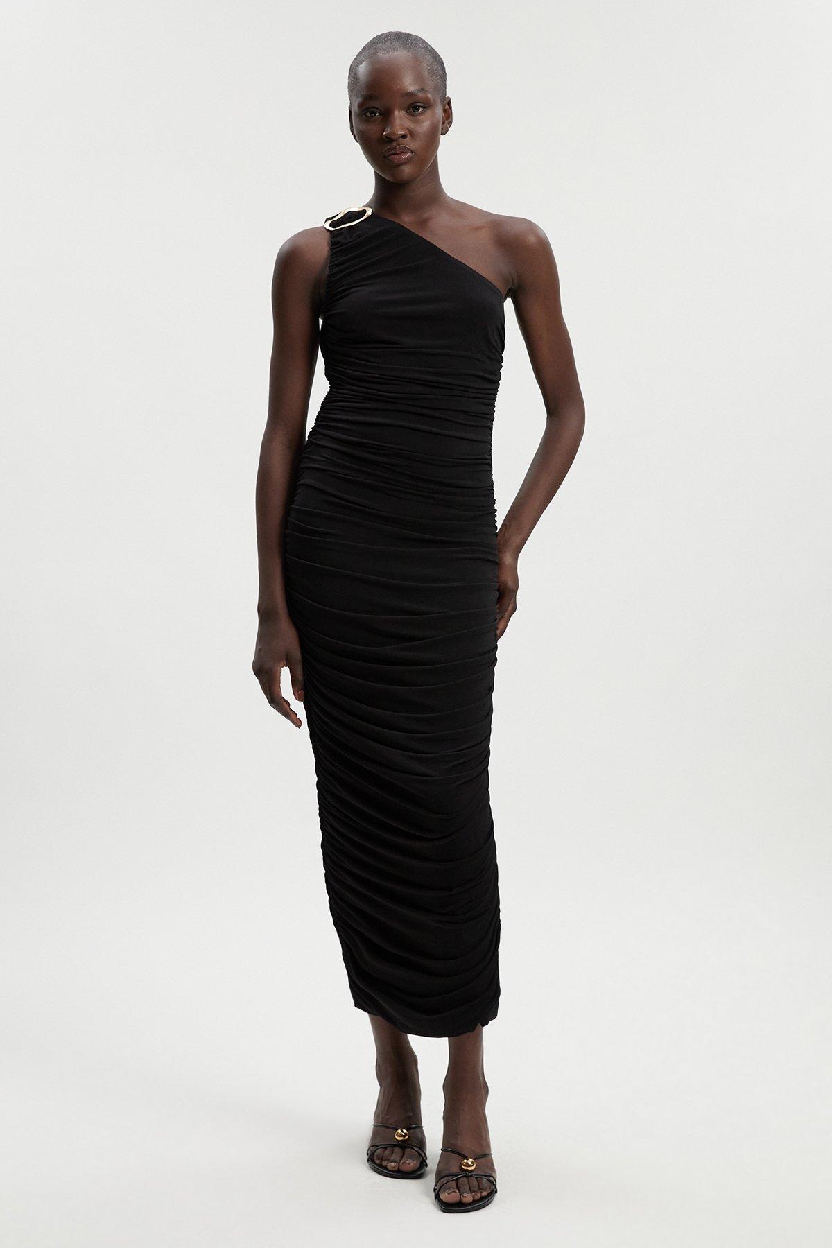 Butterfly Print Asymmetric Jersey Crepe Maxi Dress | Karen