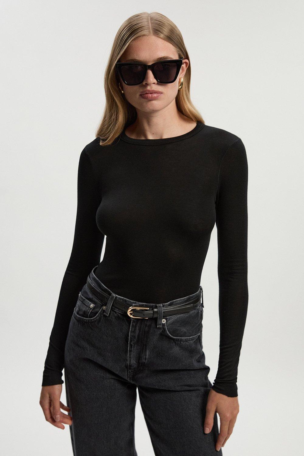 トップス 16 KAREN NARROW RAGLAN TOP / BLACK 16 KAREN NARROW RAGLAN TOP / BLACK