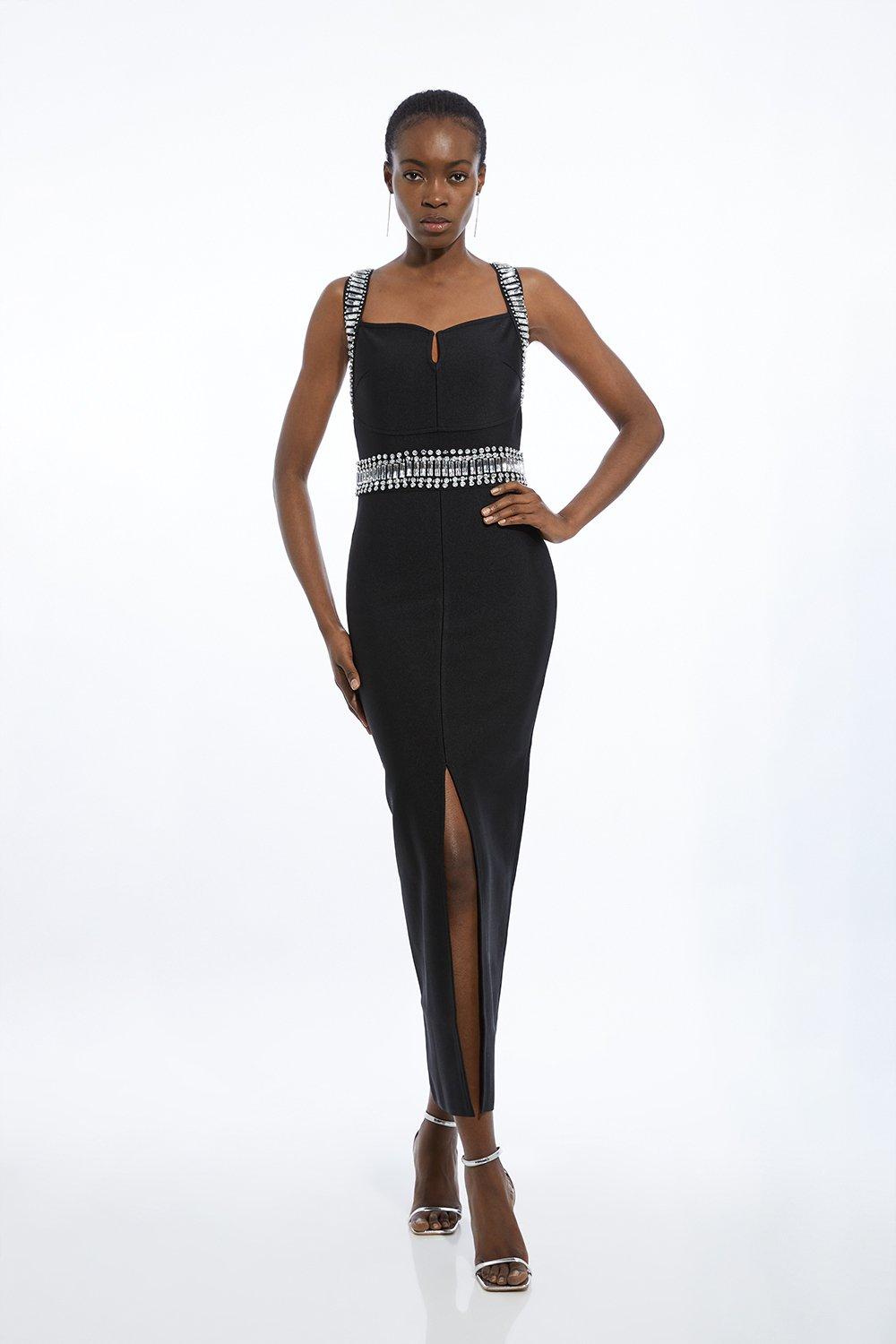 Jacquard Puff Sleeve Belted Woven Dress | Karen Millen