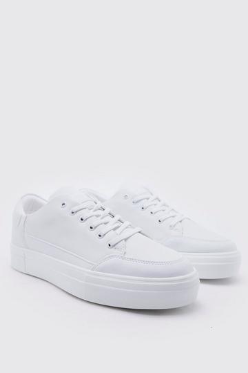  Smart Faux Leather And Suede Trainer white