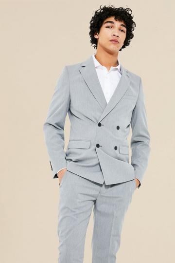 Skinny Double Breasted Suit Jacket grey