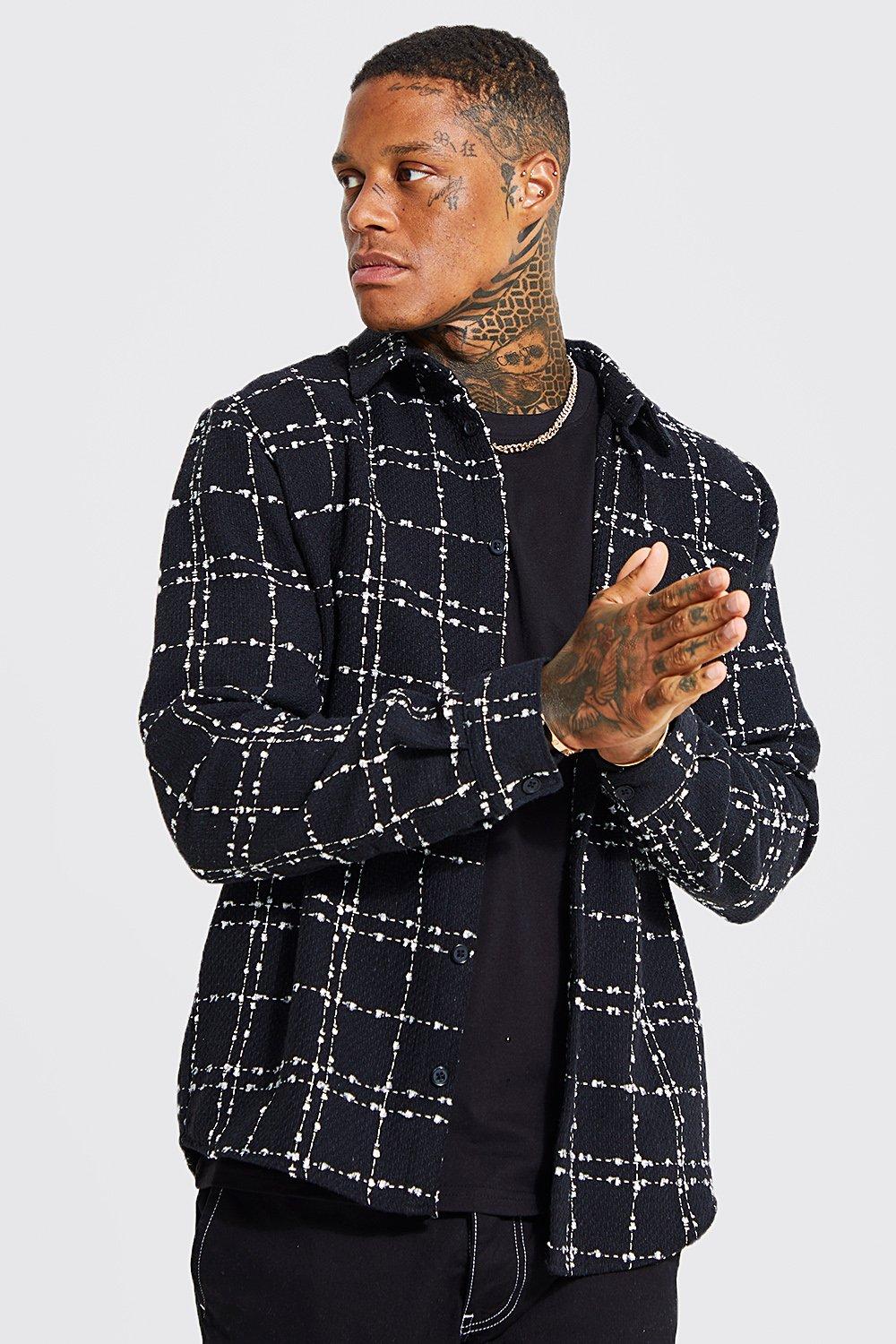 Heavyweight Flannel Shirt Jacket boohooMAN USA