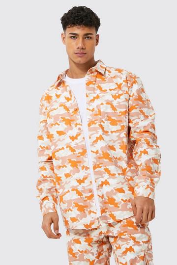 Ripstop Camo Cargo Overshirt orange