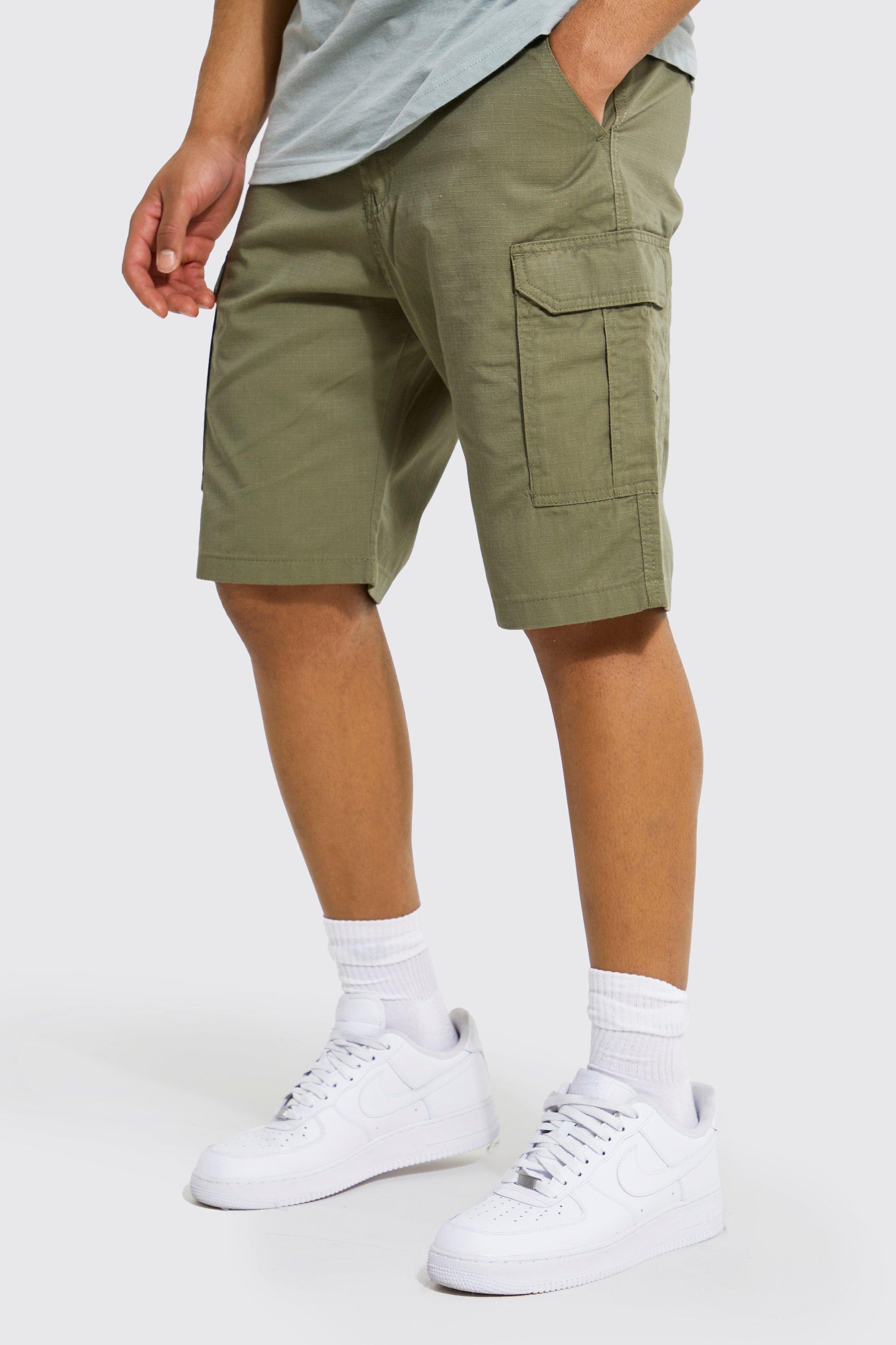 Womens Clothing Shorts Cargo shorts Green - Save 12% Boohoo Denim Fixed Waist Band Cargo Shorts in Khaki 
