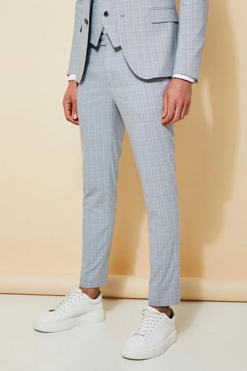 Grey Super Skinny Check Suit Trousers