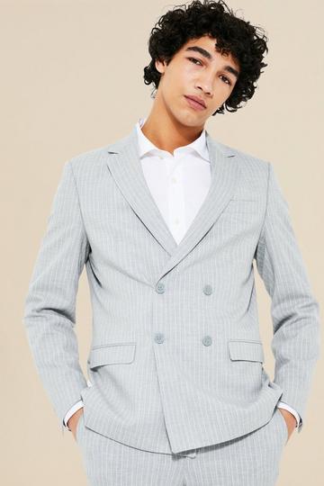 Slim Double Breasted Suit Jacket light grey