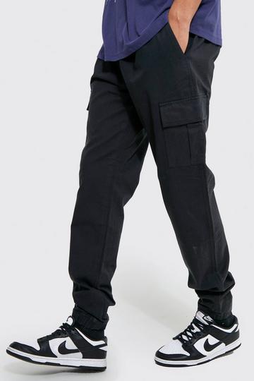 Tall Slim Fit Cargo Trousers single-age black