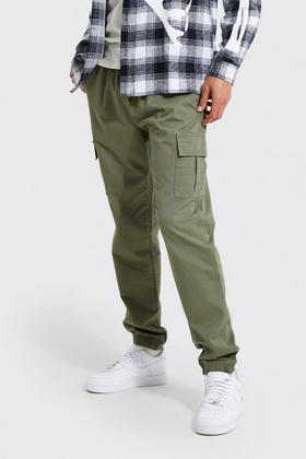Men's Tall Fixed Relaxed Fit Twill Cargo Trousers