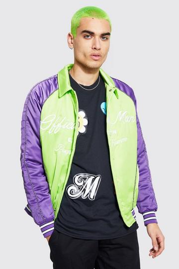 JGR & STN Hailey Letterman Bomber Jacket Green/Black